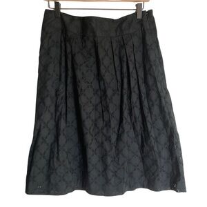 LOFT | Black Cotton Eyelet High Waist Lightweight A Line Midi Skirt | Size 10